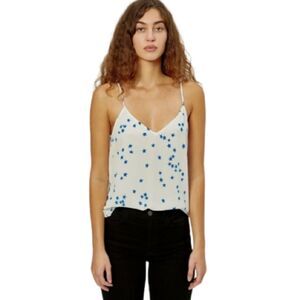 Equipment White and Blue Star Print Blouse